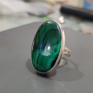 Natural Malachite Ring, Gemstone Ring, Daily Wear Ring, 925 Silver Ring, Malachite Ring, Ring For Women, Big Stone Ring ,Gift For Women ****