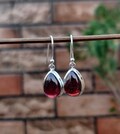 Natural Red Garnet Earrings, Dainty Teardrop Earrings, Handmade Earrings, Bezel Garnet Earrings,925 Sterling Silver, Gift for her,Gift Item product logo