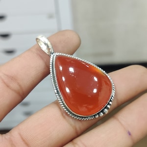 Carnelian Pendant, 925 Silver Sterling Pendant, Carnelian Jewelry, Gemstone Pendant, Handmade Pendant, Carnelian Necklace, Women Necklace