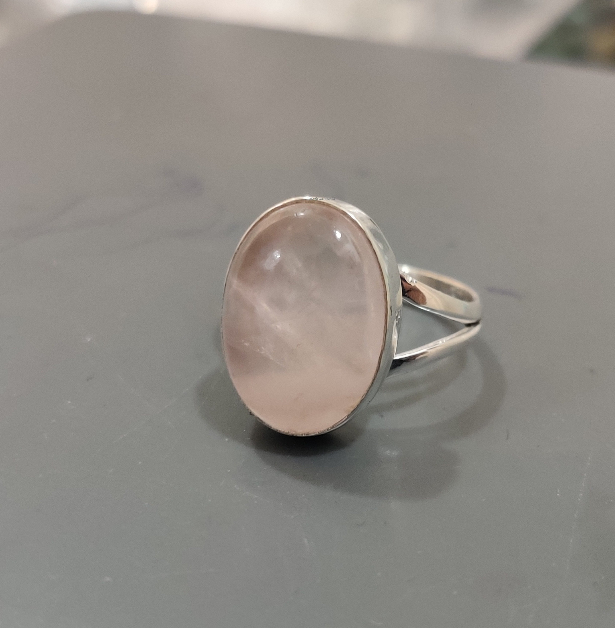 Beautiful Rose Quartz Ring, 925 Sterling Silver Gemstone