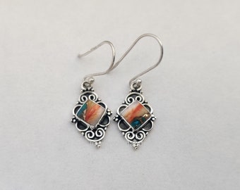 Oyster Copper Turquoise 925 Sterling Silver Earrings: Gift Jewelry