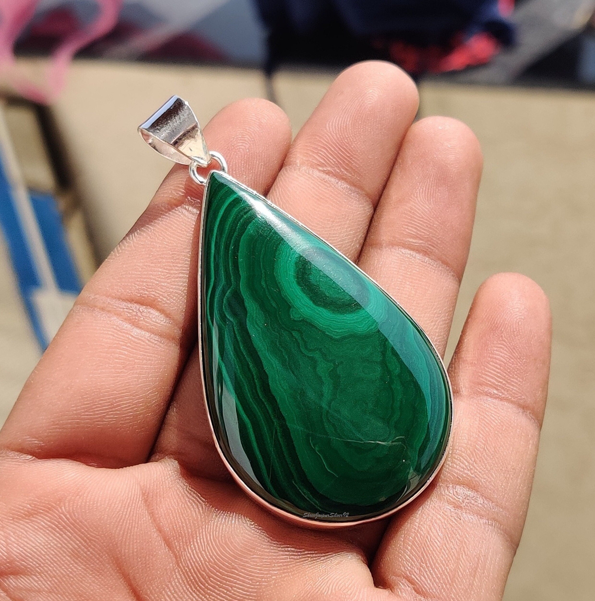 925 Sterling Silver Pendant Necklace: Green Gemstone Jewelry