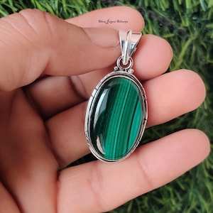 Malachite Pendant-Oval Cabochon Pendant 925 Sterling Solid Silver Pendant-Top Rare Pendant-Malachite Pendant-Oval Bride Pendant2023Etsy