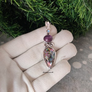 Natural Abalone Shell Pendant / 925 Silver Pendant / Silver Abalone Pendant / beach jewelry Pendant / Abalone Shell Necklace Pendant