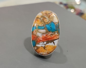 Oyster Copper Turquoise Ring , 925 Sterling Silver Ring , Wedding Ring , Promise Ring , Gift for Women , Silver Jewelry, Gift for her ******