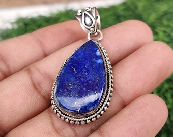 AAA + Quality Lapis Lazuli Pendant 925 Sterling Silver Pendant For Blue Oval Handmade Gemstone Pendant Boho Silver Jewelry Birthday Gift ***