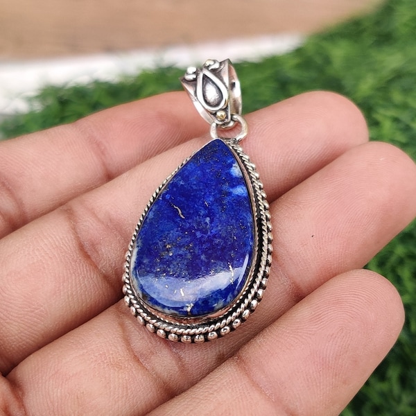 AAA + Quality Lapis Lazuli Pendant 925 Sterling Silver Pendant For Blue Oval Handmade Gemstone Pendant Boho Silver Jewelry Birthday Gift ***