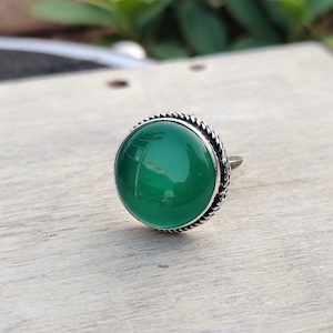 Green onyx ring,Solid Sterling Silver Statement ring, alternative engagement ring, 100% handmade Ring, Lovely Ring, Designers Ring,Gift Item