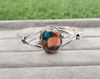 Handgemachtes Austern Kupfer Türkis Armband: 925 Sterling Silber Schmuck