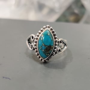 Turquoise Ring, 925 Sterling Silver Ring, Handmade Ring, Marquise Gemstone Ring, Statement Ring, Anniversary Ring, Handmade Jewelry ******