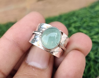 Aquamarine Ring, Silver Band Ring, 925 Sterling Silver, Gemstone Ring, Promised Ring, Popular Ring, Handmade Ring, Women Ring, Gift For Her