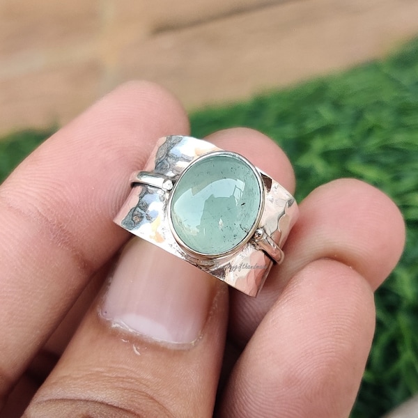 Aquamarine Ring, Silver Band Ring, 925 Sterling Silver, Gemstone Ring, Promised Ring, Popular Ring, Handmade Ring, Women Ring, Gift For Her