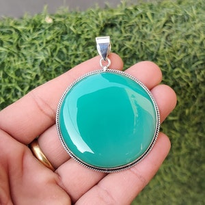 Beautiful Green Onyx Pendant, 925 Sterling Silver, Round Shape Pendant, Designer Pendant, Wedding Gifts, Gift To Love, Silver Jewelry, PK08