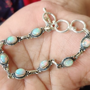 Ethiopische opaal armband, Welo opaal armband, echte opaal zilveren armband, 925 sterling zilveren opaal armband, bruidsmeisje cadeau voor haar Opal