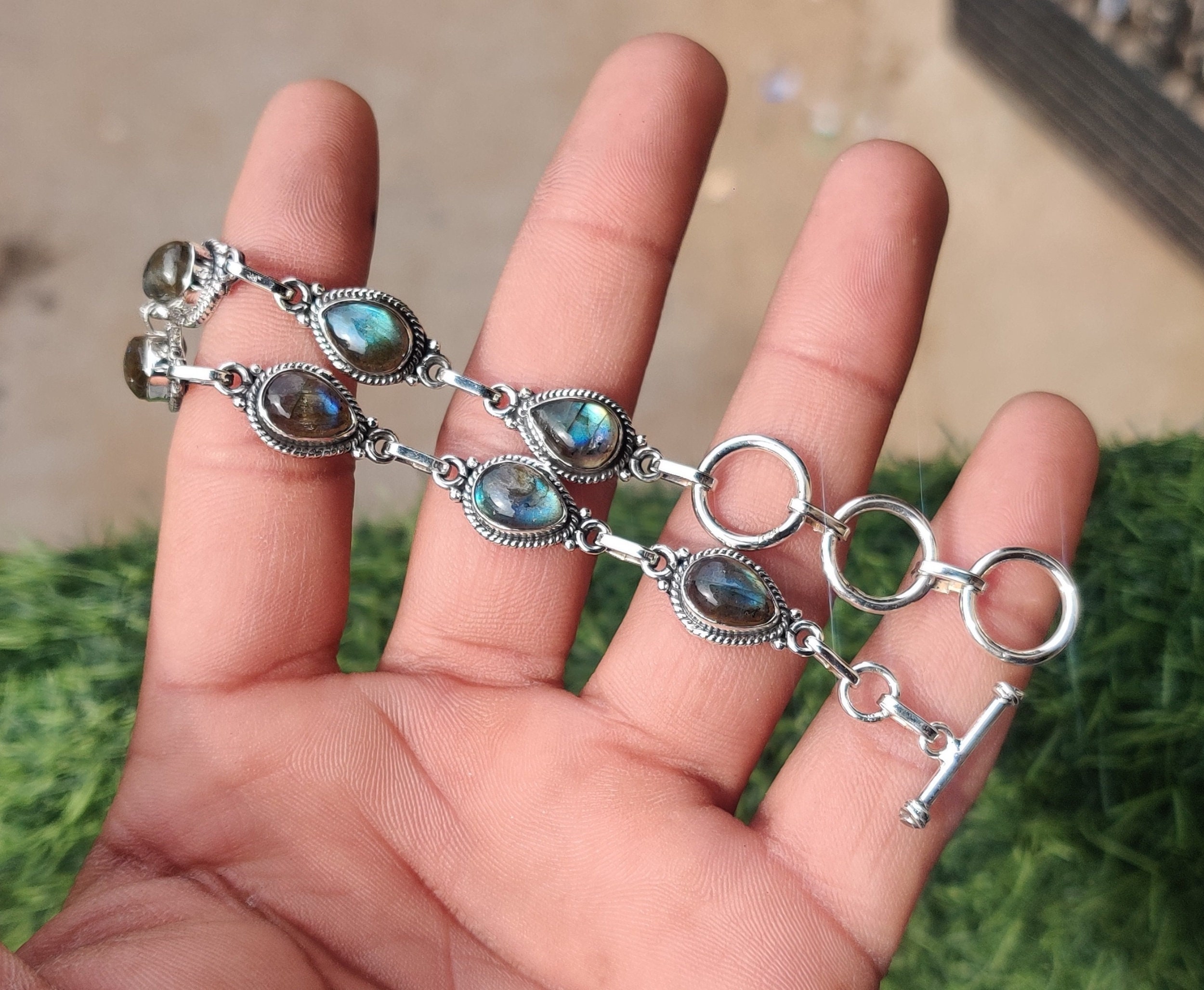 Natural Rainbow Moonstone 925 Sterling Silver Oval Shape Adjustable Bracelet, Gemstone Jewelry, Tennis Bracelet, Gift For Her, Gift For Love