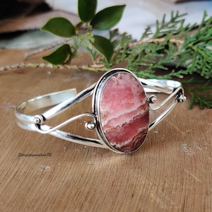 Natürlicher Rhodochrosit-Edelstein-Anhänger 925 Sterlingsilber-Statement-Schmuck