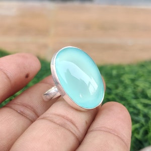 aqua chalcedony Ring* Gemstone Ring* 925 Sterling Silver Ring* Simple Band ring* Boho ring* Fidget Ring* Lovely ring* Women Ring*Gift Item*