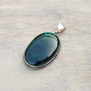 925 Sterling Silver Malachite Pendant For Women Green Pear Shape Handmade Gemstone 925 Silver Jewelry Celtic Rustic Art Deco Gift For Sister