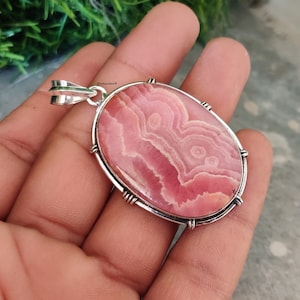 Natural Rhodochrosite Pendant - Rhodochrosite Gemstone - Rhodochrosite Silver Jewelry - Rhodochrosite Jewelry- Gift For Women- Gift For GF