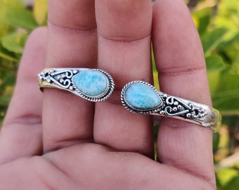 Larimar Bangle, 925 Sterling Silver Bangle, Vrouwen Bangle, Larimar Sieraden, Handgemaakte Bangle, Zilveren Bangle, Larimar Armband, Gift Bangle