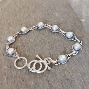Pearl Bracelets With 925 Sterling Silver Fresh Water Pearl  Round Gemstone Bracelets, Silver Bracelets, Women's Bracelets, Gift For Women***