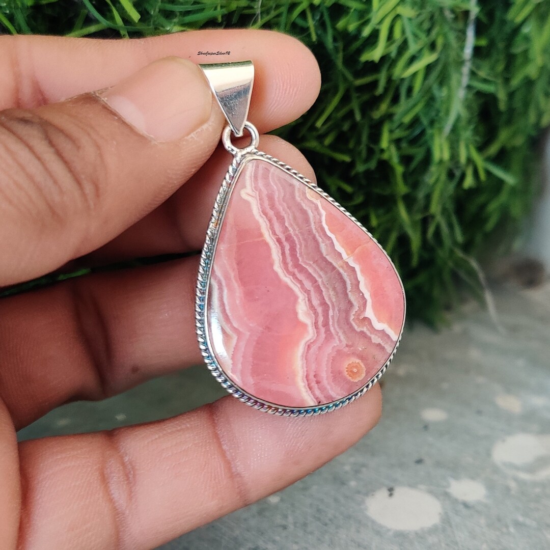 Rhodochrosite Pendant Natural Gemstone Pendant Fashionable Jewelry Stylish Pendant Handmade Men