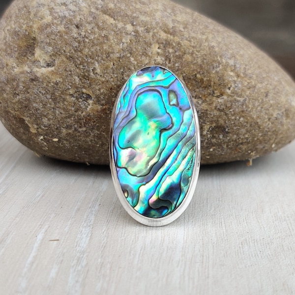 Natural Abalone Shell Gemstone, 925 Sterling Silver Handmade Ring, Statement Ring, Beautiful Unisex Ring, Beautiful Ring, Gift For Women****