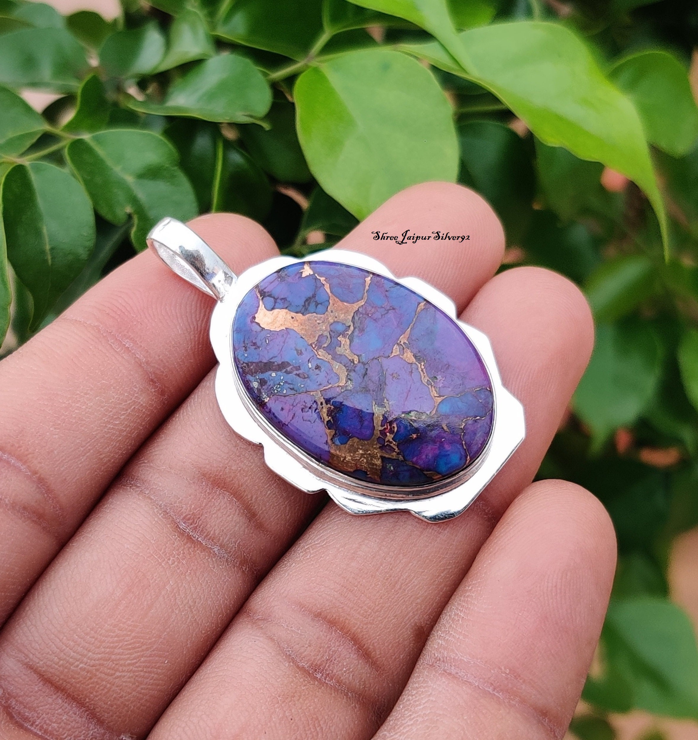 Mojave Turquoise Pendant Purple Copper Turquoise Pendant