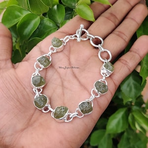 Ruwe peridoot sterlingzilveren armband: 925 zilveren edelsteensieraden