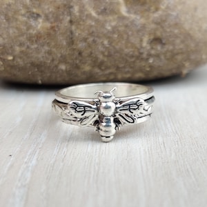 925 Starling Silver Bee Spinner Ring Angst Meditatie Handgemaakte sieraden