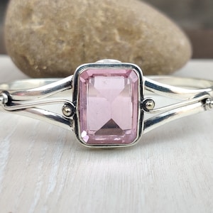 Rose Quartz Bangle, Adjustable Bangle, Women Bangle, 925 Silver Bangle, Gemstone Bangle, Rose Quartz Jewelry, Dainty Bangle, Cuff Bangle****