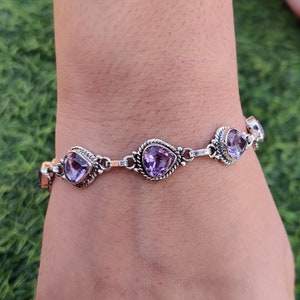 Natural Amethyst Bracelet, Amethyst Tennis Bracelet, 925 Sterling Silver, Amethyst Jewelry, December Birthstone, Gift For Her, Women,*******