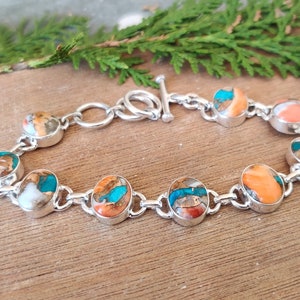 925 Sterling Silber Armband, natürliche Auster Kupfer Türkis Armband, handgemachte Armband, Türkis Hand Manschette Armband, Frauen Armband