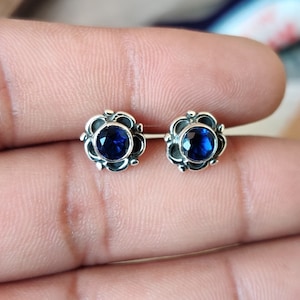 Natural Iolite Oval Shape Gemstone Silver Earrings, 925 Sterling Silver Earrings, Designer Handmade Iolite Earrings, Women Jewelry Gift Idea