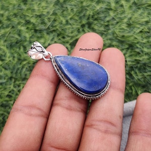 Lapis Lazuli Pendant, 925 Sterling Silver Pendant Necklace Lapis Lazuli Pendant, 925 Sterling Silver Pendant Necklace