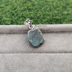 Raw Aquamarine Pendant | 925 Sterling Silver | Raw Stone Pendant | Aquamarine Rough Pendant |Handmade |Gift for Mom |Healing Crystal Pendent