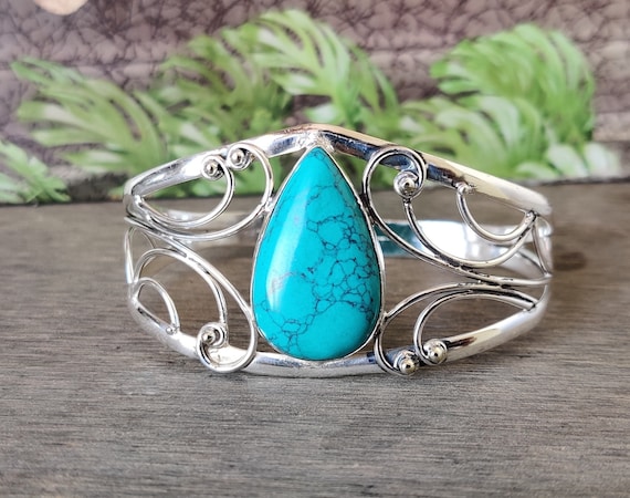 便*ン様 【Garden of Eden】Turquoise Bangle Turquoise Bangle, Handmade Bangle, 925 Silver Bangle