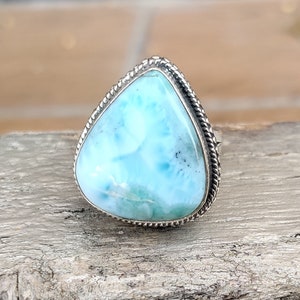 Beautiful Larimar Ring, 925 Sterling Silver Ring , Handmade Ring , Band Ring, Boho Ring ,Women Jewelry, Gift For Her, Wonderful Larimar Ring