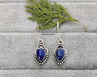 Lapis Lazuli Earrings, Lapis Lazuli Dangle Drop Earrings, 925 Sterling Silver Earrings, Gemstone Earrings, Sterling Silver Earrings