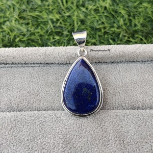 Lapis Lazuli Pendant, Lapis Lazuli Pear Sterling Silver Pendant, Handmade Lapis Pendant, Gift for Her, Statement Pendant, Latest Pendent