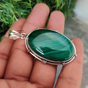 Malachite Pendant Malachite Natural Gemstone Handmade 925 Sterling Silver Pendant Malachite Pendant For Her Malachite Pendant For Gift..