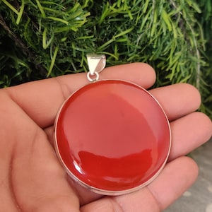 Natural Carnelian Pendant, Red Gemstone Pendant, Handmade Pendant, 925 Sterling Silver Pendant, Gift for her, Oval Carnelian Pendant