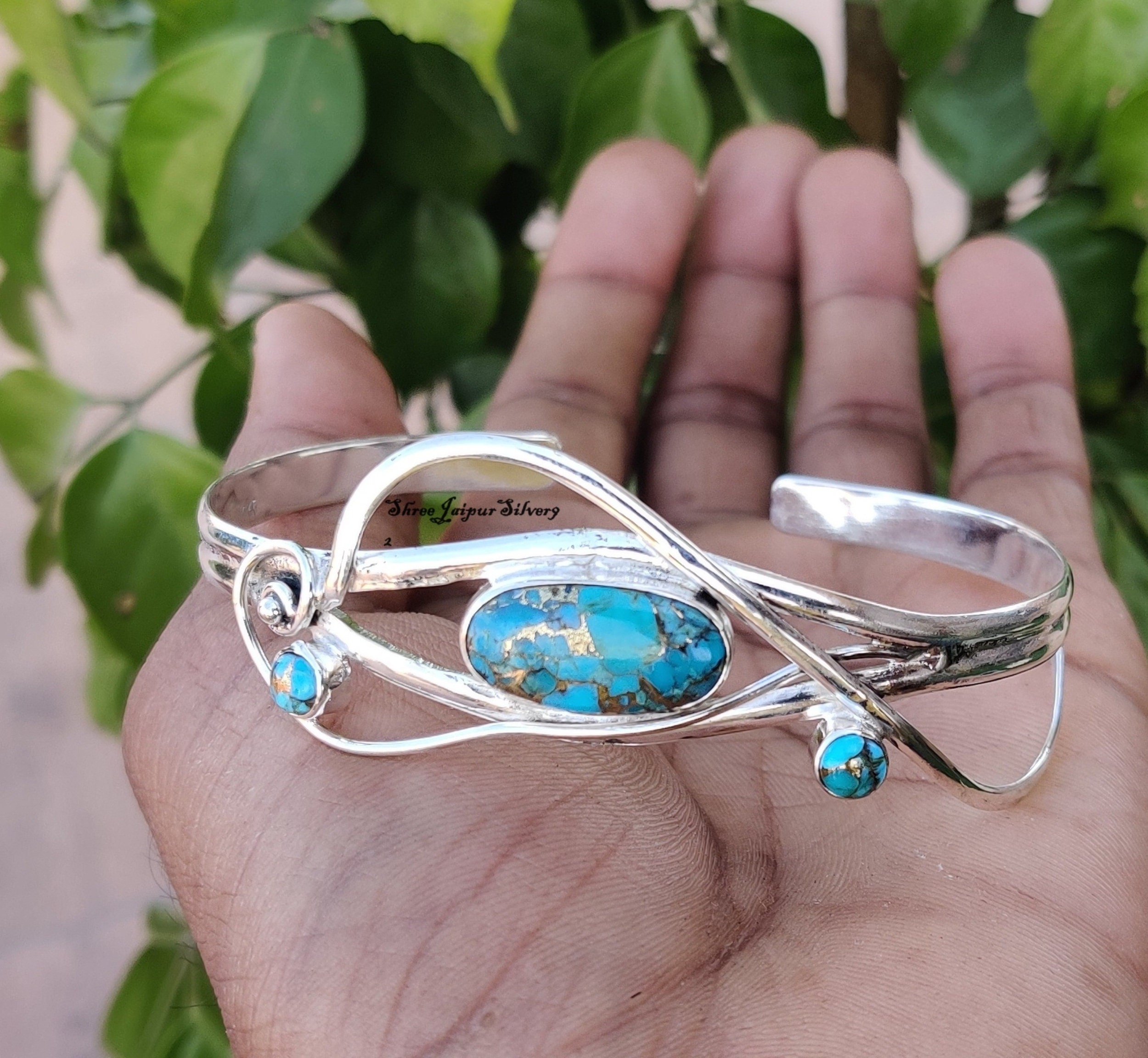 アクセサリー vintage turquoise silver925 bangle Amazon.com: DOLIOX Genuine Turquoise Vintage Flower Bracelet