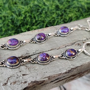 Schönes Lila Kupfer Türkis Armband, 925 Silber, Frauen Armband, Neueste Armband, Designer Armband, Handgemachte Armband, Sieben Edelstein