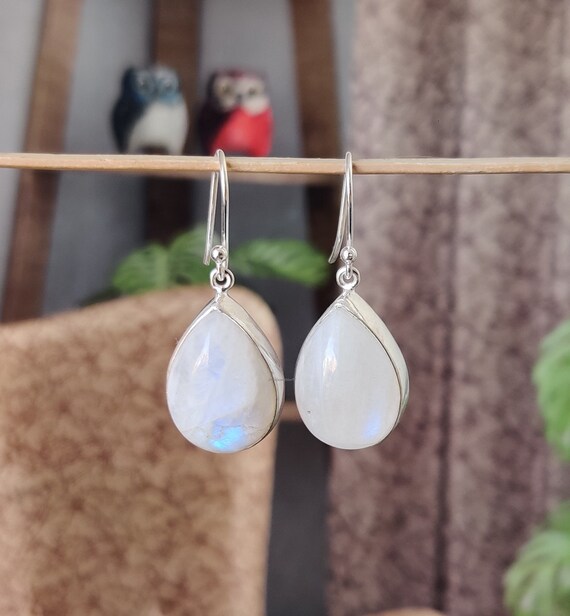 Lot De Bijoux En Argent 925 : Boucles D'oreilles + Pendentif Avec Pierre Verte Et Pierre De Lune - Occasion