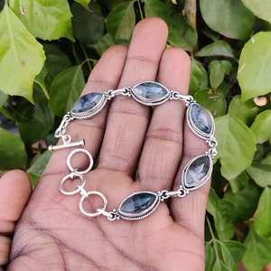 Moss Agate Bracelet, Handmade Bracelet,Natural Moss Agate, Adjustable Bracelet, Designer Bracelet, Cuff Bracelet, Sterling Silver Bracelet**