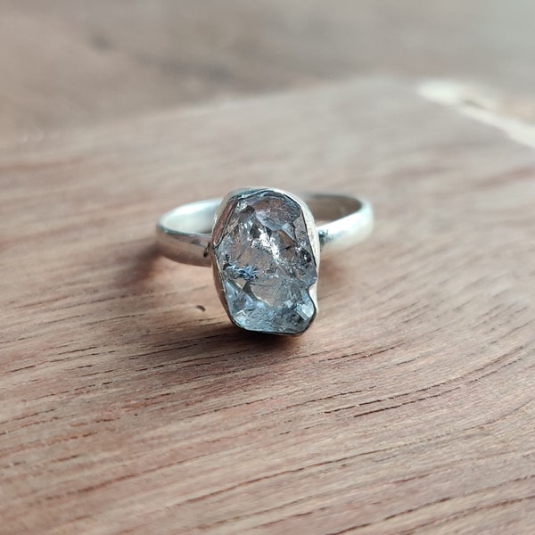 Raw Herkimer Diamond Ring~ 925 Sterling Silver~ Herkimer Diamond Ring~ Midi Ring~ Solitaire Ring~ Herkimer Ring~ Healing Crystal ~Gift Women