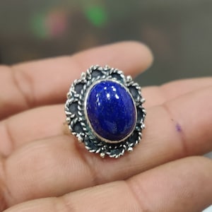 Beautiful Lapis Lazuli Ring, Handmade Ring ,Statement Ring, 925 Sterling Silver Oval Shape Ring, Designers Ring, Gift For Women Ring