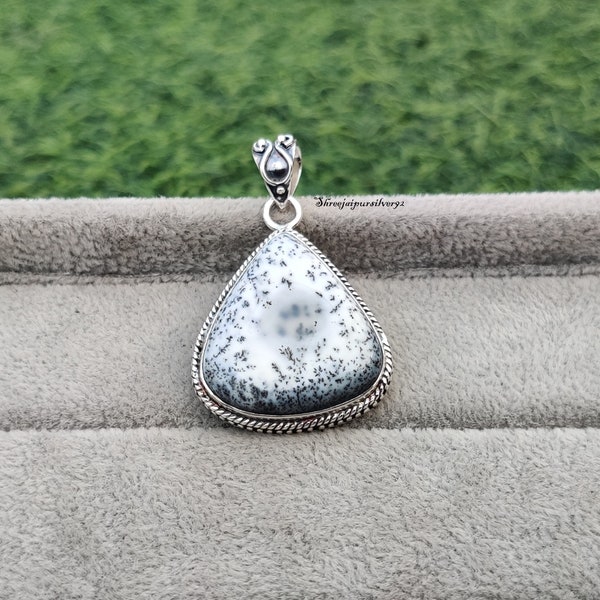 Dendritic Opal 925 Sterling Silver Gemstone Pendant ~ Opal Jewelry ~ Christmas Gift For Her~ Pear Shape Jewelry ~ Handmade Jewelry