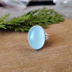 Natural Blue Chalcedony Ring, 925 Sterling Silver Ring, Oval Chalcedony Ring, Handmade Silver Ring, Promise Ring, Sagittarius Birthstone****